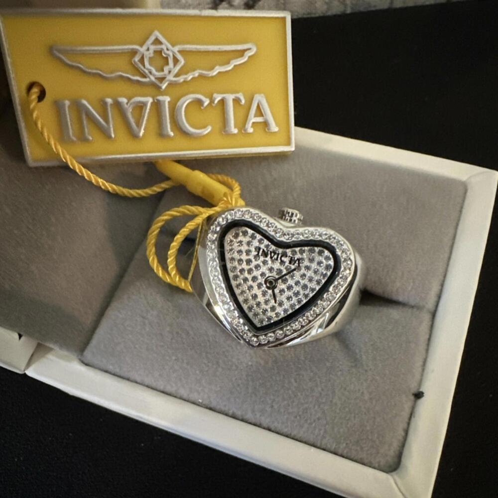 Women’s Invicta Mini Angel Heart-Shaped Silver Bracelet Watch w/ Box 49578
